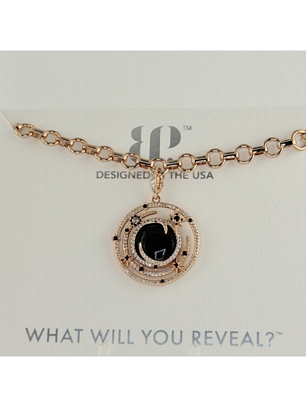 Bomb Party Obsidia Necklace "Midnight Galaxy Glam"  Black Obsidian on Rose Gold